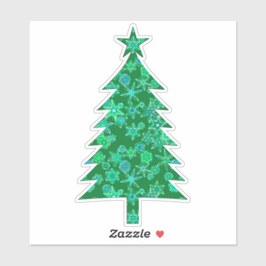 Sticker À feuillage persistant avec Snowflakes Christmas T (Feuille)