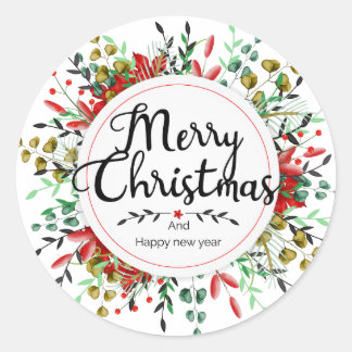 Sticker à fleurs de Noël joyeux