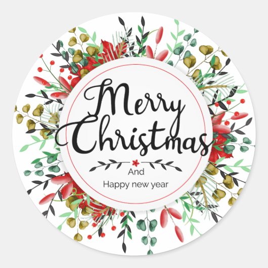 Sticker à fleurs de Noël joyeux (Devant)