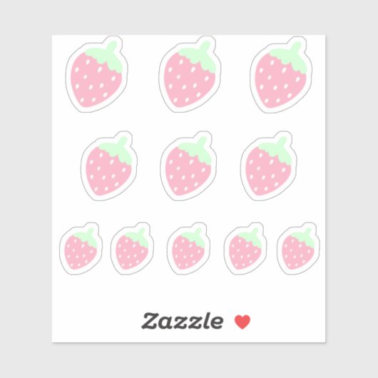 Sticker à fraises Kawaii (Feuille)