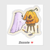 Sticker A Ghost carving a pumpkin  (Feuille)