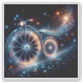 Sticker A Glowing Bicycle in a Cosmic Landscape at Night (Devant)