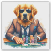 Sticker A Golden Retriever Dressed in a Suit Plays Poker (Devant)