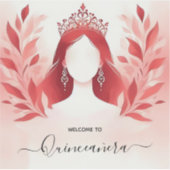 Sticker À Hot rose Crown Tiara Black Lace Red Quinceanera (Devant)