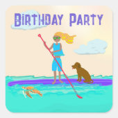 Sticker à la Fille Paddleboarder Party Invitation  (Devant)