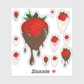 sticker à la fraise de chocolat (Feuille)