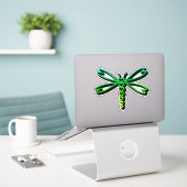 Sticker à libellule verte (Ordinateur portable sur le bureau)