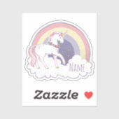 Sticker à licorne arc-en-ciel personnalisé (Feuille)