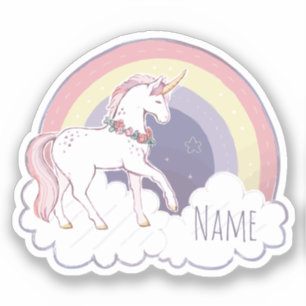 Sticker à licorne arc-en-ciel personnalisé