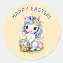 Sticker à licorne de Pâques joyeux