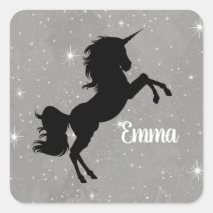Sticker à licorne étoilée noir/gris
