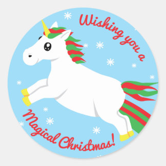Sticker à licorne magique de Noël
