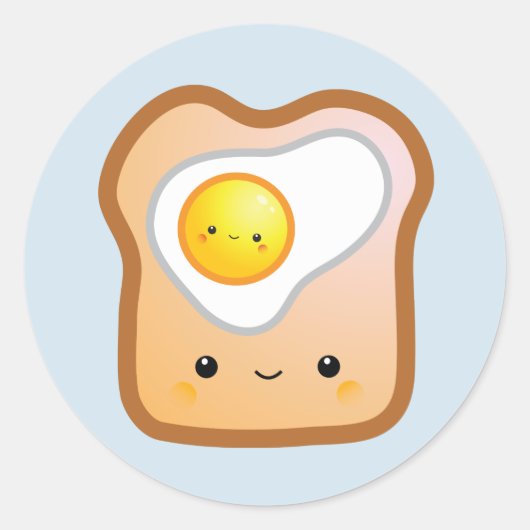 Sticker à l'oeuf Kawaii et au toast (Devant)