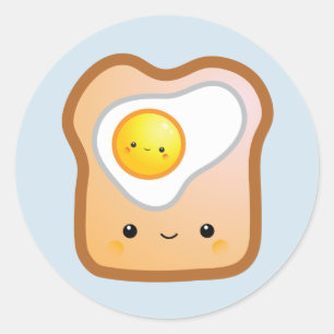 Sticker à l'oeuf Kawaii et au toast