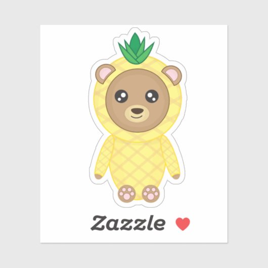 Sticker à l'ours à l'ananas (Feuille)