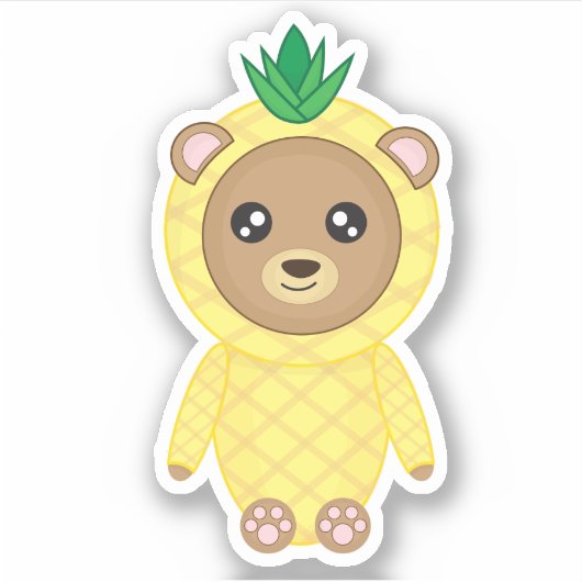 Sticker à l'ours à l'ananas (Devant)