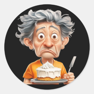 Sticker. A man prepares a cake Ronde Sticker