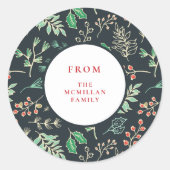 Sticker à motifs floraux de Noël classique (Devant)