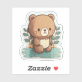 Sticker à ours mignon (Feuille)