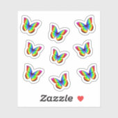 Sticker à papillon arc-en-ciel cool (Feuille)