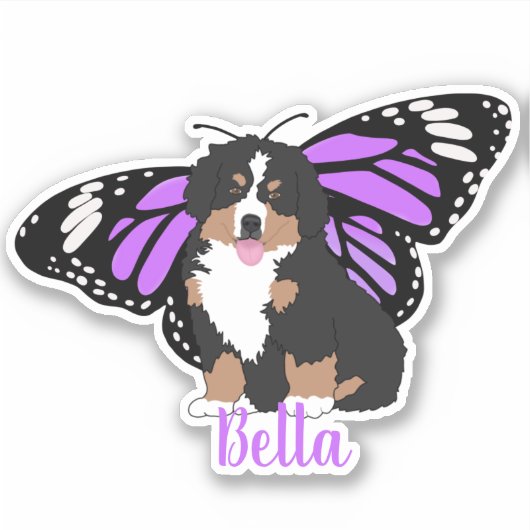 Sticker à papillon de chien de montagne bernois (Devant)