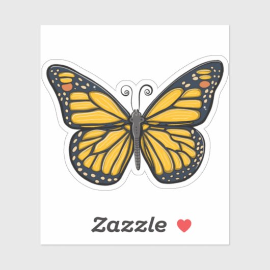 Sticker à papillon de monarque jaune (Feuille)