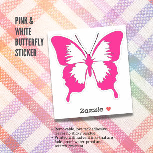 Sticker à papillon rose et blanc