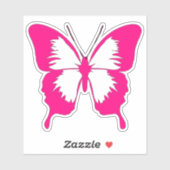 Sticker à papillon rose et blanc (Feuille)
