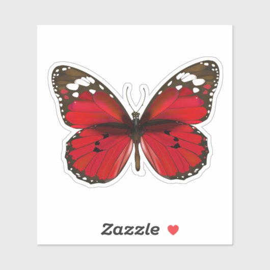 Sticker à papillon rouge (Feuille)