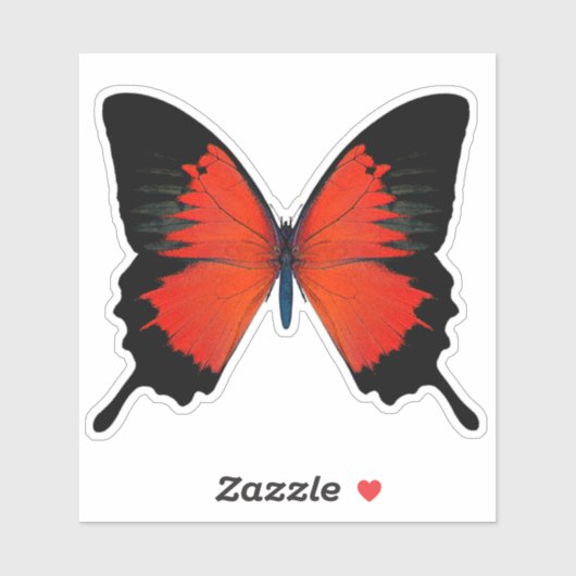 Sticker à papillon rouge et noir (Feuille)