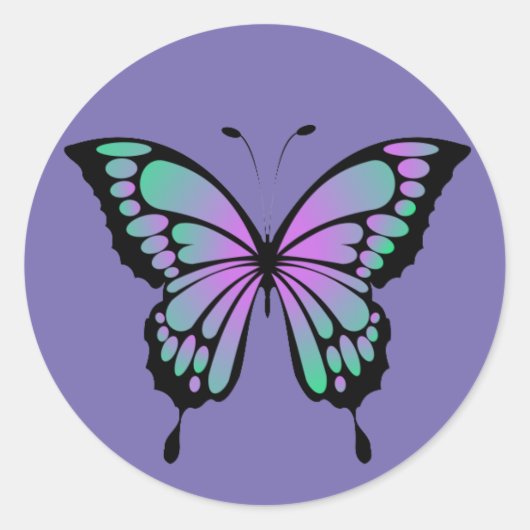 Sticker à papillon vert et violet (Devant)