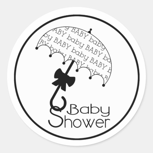 Sticker à parapluie en Baby shower noir et blanc (Devant)