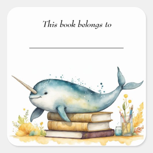Sticker à plaques de livres et de Narwhal modifiab (Devant)