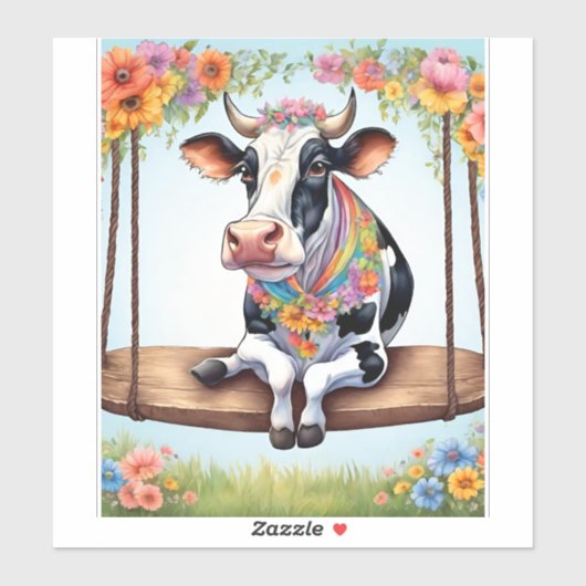 STICKER A PLAYFUL AND HAPPY COW (Feuille)