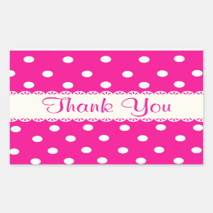 Sticker à points Merci rose Fuschia et blanc Polka