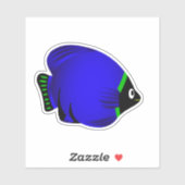 Sticker à poisson bleu et vert (Feuille)