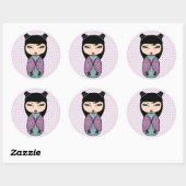 Sticker à poupée Kokeshi, brillant, 3 pouces (feui (Feuille)