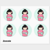 Sticker à poupée Kokeshi, brillant, 3 pouces (feui (Feuille)
