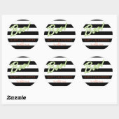 Sticker à rayures noires BOO green chic Halloween (Feuille)