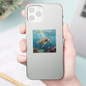 Sticker A Sea Turtle Themed Teal (Téléphone)
