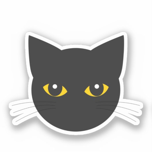 Sticker à tête de chat noir (Recto)