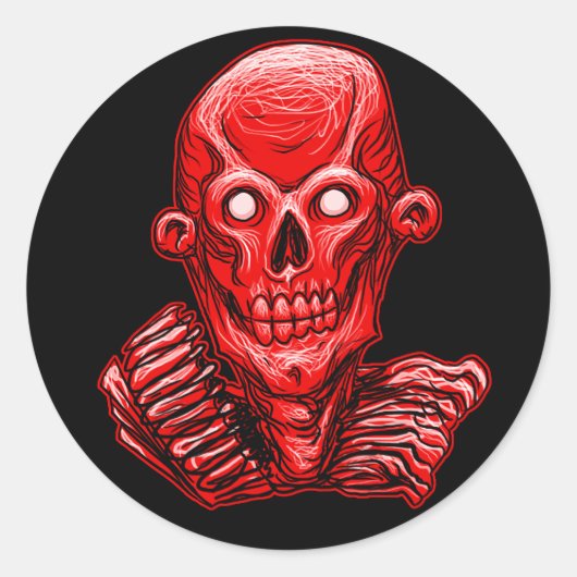 Sticker à tête de crâne Zombie rouge (Devant)