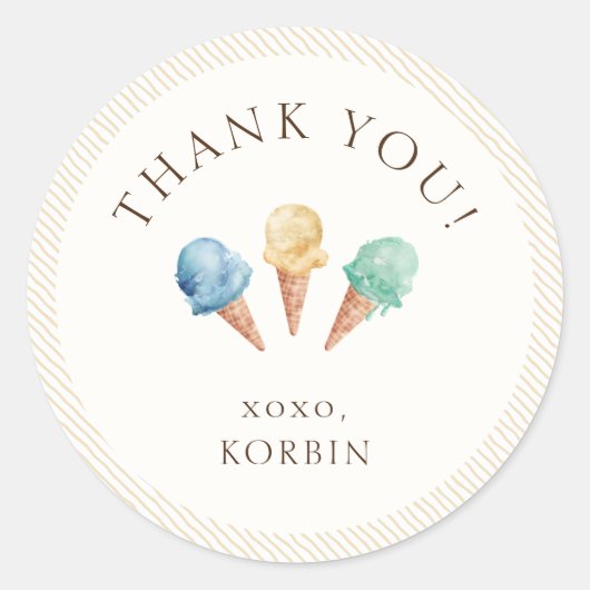 Sticker à thème de crème glacée Merci classique ro (Devant)