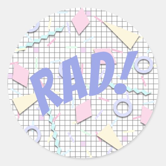 Sticker à thème des années 80 'Rad' (Devant)