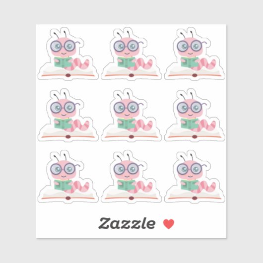 Sticker à thème vers livre rose (Feuille)