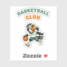 Sticker Aangepast Kids Toekan Basketbal Retro Spor