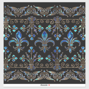 Sticker Abalone Shell et or Fleur de lis