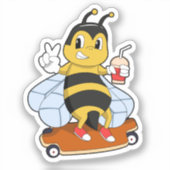 Sticker Abee comme patineur avec skateboard (Recto)