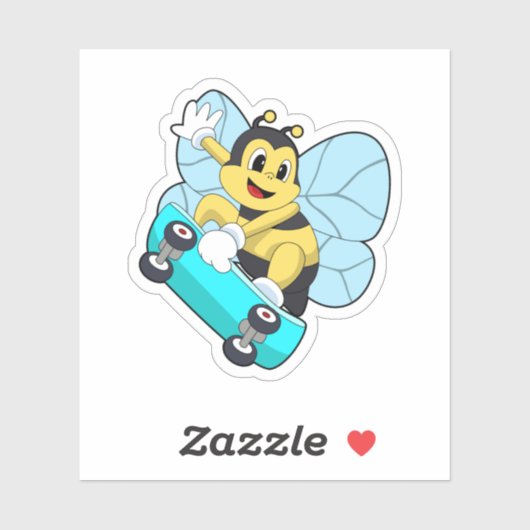 Sticker Abee comme patineur avec skateboard (Feuille)