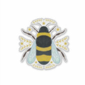 Sticker Abeille avec étoiles et feuille (Devant)